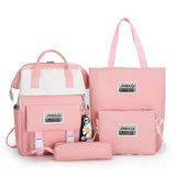 Canvas School Bags Travel Bagpack 4 Pcs Set for Girls