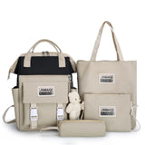 Canvas School Bags Travel Bagpack 4 Pcs Set for Girls