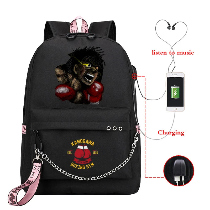 Hajime No Ippo Print Teen Casual Backpack Anime Hajime Bags KGB Unisex
