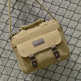 Scione Men's Canvas Briefcase Bag Retro Shoulder Multifunctional Messenger Bag