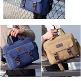 Scione Men's Canvas Briefcase Bag Retro Shoulder Multifunctional Messenger Bag