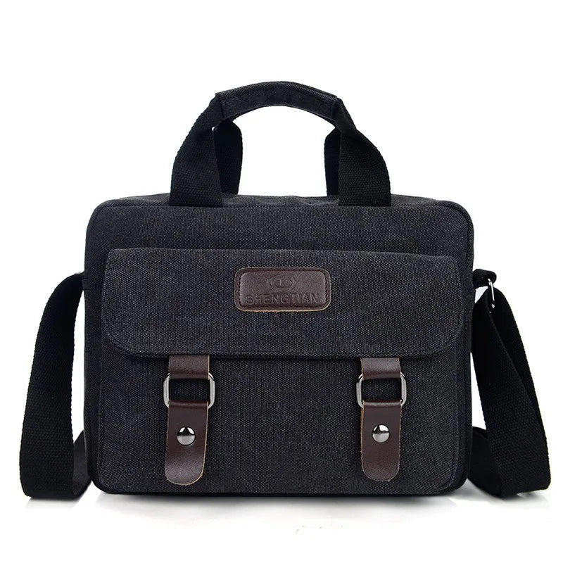 Scione Men's Canvas Briefcase Bag Retro Shoulder Multifunctional Messenger Bag