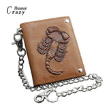 Scorpion Mens Biker Leather Wallet with Anti Theft Chains