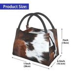 Highland Cow Cowhide Thermal Lunch Bag Insulated Animal Hide Leather Food Box