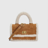 Leather Lambswool Shoulder Bag Patchwork Crossbody Bags for Women
