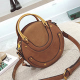 Round Crossbody Bag Women Handbag Rivet Shoulder Messenger Bag