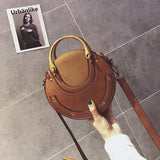 Round Crossbody Bag Women Handbag Rivet Shoulder Messenger Bag