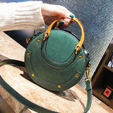 Round Crossbody Bag Women Handbag Rivet Shoulder Messenger Bag