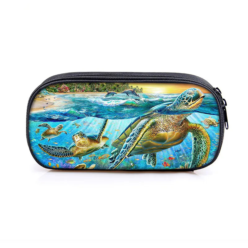 Sea Animal Cosmetic Case Pencil Bag Girls School Box Stationary Gift