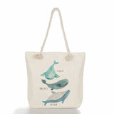 Whale Girl Printed Shoulder Bag High Capacity Travel Beach Bags