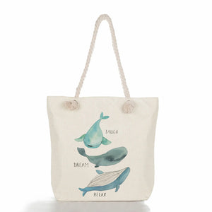Whale Girl Printed Shoulder Bag Eco Tote High Capacity Beach Bags