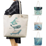 Whale Girl Printed Shoulder Bag Eco Tote High Capacity Beach Bags