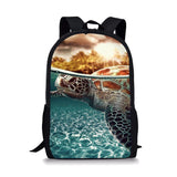Sea Turtle Print Backpack Portable Casual Outdoor Travel Children's Knapsack
