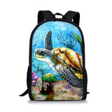 Sea Turtle Print Backpack Portable Casual Outdoor Travel Children's Knapsack