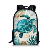 Sea Turtle Print Backpack Portable Casual Outdoor Travel Children's Knapsack