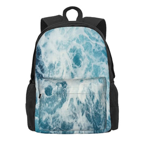 Sea Waves Ocean Backpacks Men's Women's Harajuku Zipper