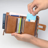 Seagloca Men Vertical Wallet Zipper Hasp Large-capacity Purse Male Wallets