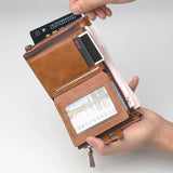 Seagloca Men Vertical Wallet Zipper Hasp Large-capacity Purse Male Wallets