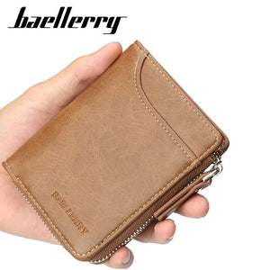 Seagloca Men PU Leather Zipper Wallet Purse Short Male Clutch