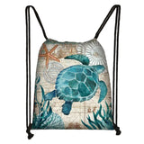 Seahorse Turtle Pattern drawstring bag women storage bag shopping...