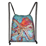 Seahorse Turtle Pattern drawstring bag women storage bag shopping...