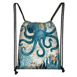 Seahorse Turtle Pattern drawstring bag women storage bag shopping...