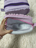 Seersucker Ruffle Cosmetic Bags Pink/Purple Striped Storage Make Up Bags