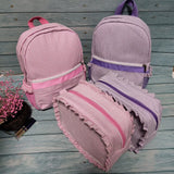 Seersucker Ruffle Cosmetic Bags Pink/Purple Striped Storage Make Up Bags