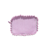 Seersucker Ruffle Cosmetic Bags Pink/Purple Striped Storage Make Up Bags