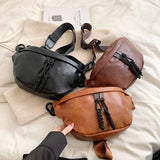 Semicircle Saddle Crossbody Bag Women PU Leather Fanny Pack Travel Chest Bag