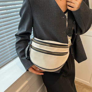 Semicircle Waist Bag Leather Commuter Fanny Pack Ladies Crossbody Chest Bag