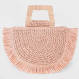 Flower Embroidery Bamboo Rattan Straw Bag Tassel Hand-woven Handbag