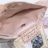 Flower Embroidery Bamboo Rattan Straw Bag Tassel Hand-woven Handbag