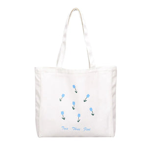 Harajuku Brother Canvas Bag Small Flower Large Capacity Shopping Bag