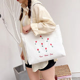 Harajuku Brother Canvas Bag Small Flower Large Capacity Shopping Bag