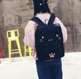 Senior School Students Cat Shape Canvas Backpack Bag South Korea Travel Bag