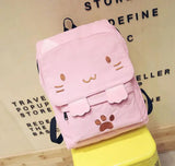 Senior School Students Cat Shape Canvas Backpack Bag South Korea Travel Bag