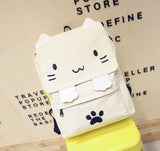 Senior School Students Cat Shape Canvas Backpack Bag South Korea Travel Bag