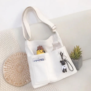 Sentiblos Canvas Shoulder Bag Large Capacity Tote Bag for Shopping Women