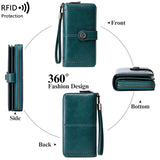 Sentiblos RFID Blocking Trifold Leather Wallet for Women