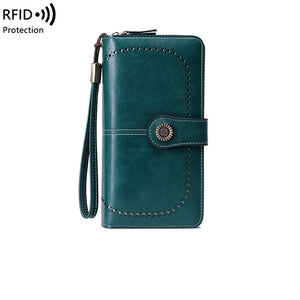 Sentiblos RFID Blocking Trifold Leather Wallet for Women