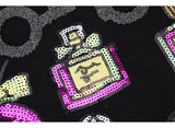 Sequin Embroidery Perfume Leather Tote Bag Shoulder Bag for Women