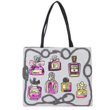 Sequin Embroidery Perfume Leather Tote Bag Shoulder Bag for Women