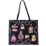 Sequin Embroidery Perfume Leather Tote Bag Shoulder Bag for Women