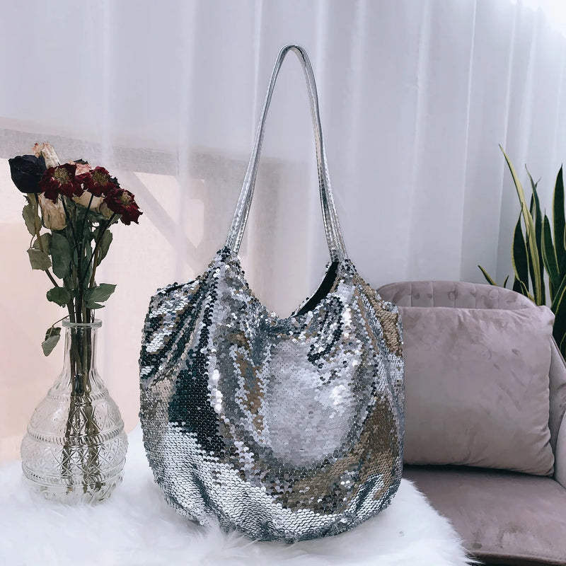 Sequin Handbags One-shoulder Diagonal Cloth Bags Large Capacity Women's Bags