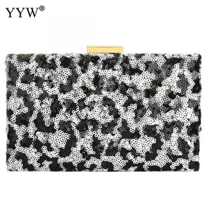 Leopard Sequin Box Clutch Bag Evening Party Crossbody Chain Vintage Crystal
