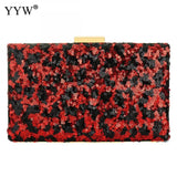 Leopard Sequin Box Clutch Bag Evening Party Crossbody Chain Vintage Crystal