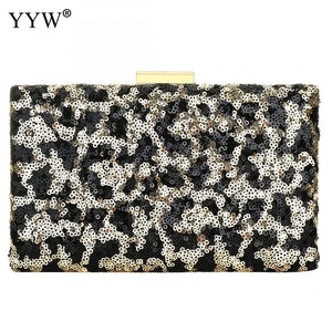 Leopard Sequin Box Clutch Bag Evening Party Crossbody Chain Vintage Crystal