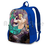 Sequin Merman Outdoor Hiking Backpack Sparkles Vintage Mary Blair Pierre Collage