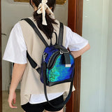 Sequin Shoulder Bag Backpack Women PU Leather Travel Rucksack